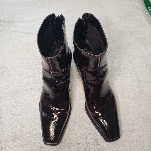 Vince Camuto Shoes - VINCE CAMUTO Viltana Boots Womens 9 M Stacked Heel Square Toe Patent Leather